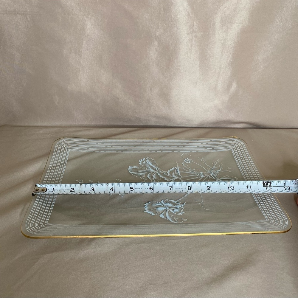Vintage Gold Rim Etched Rectangular Plate - Picture 10 of 11